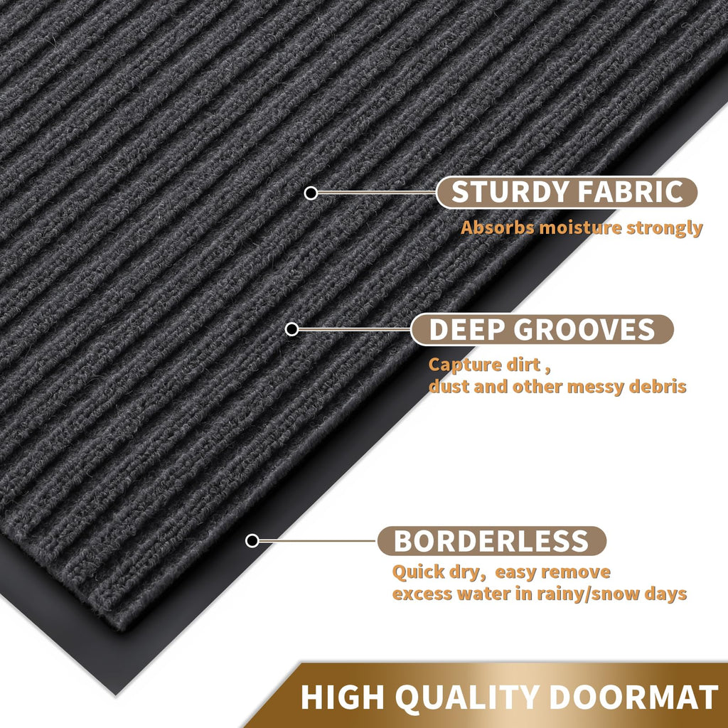 Front Door Mat Outdoor Indoor Entrance, 100% Waterproof All-Season All Weather Doormat, Welcome Matt Outside Entry