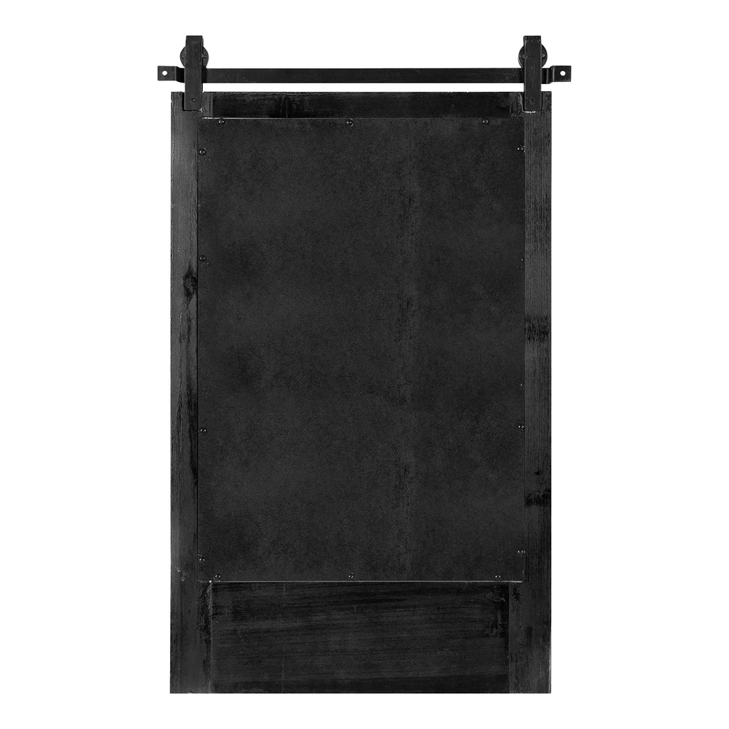 Cates Rustic Wall Mirror with Hooks, 18 x 28, Graywash, Farmhouse Wall Decor with Function