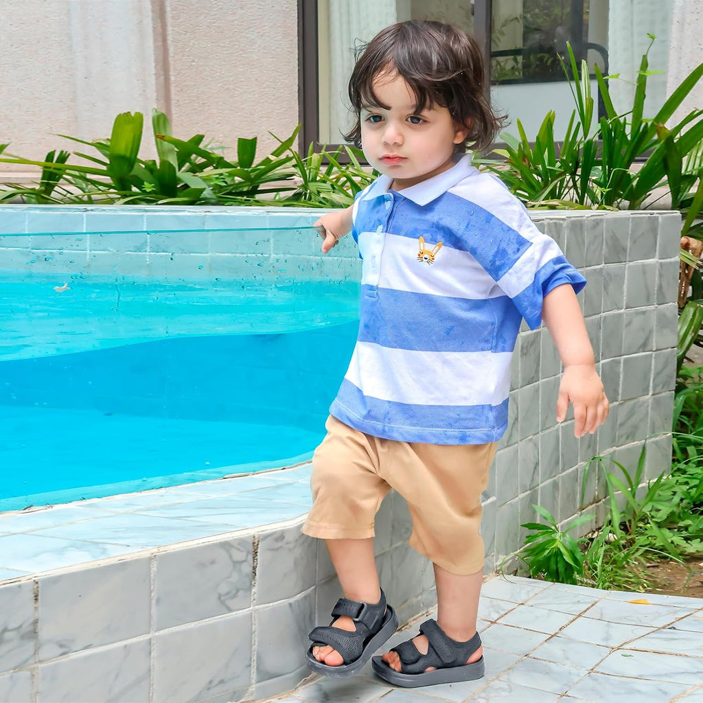 Unisex Kids Summer Slide Sandals Baby Comfort Anti-Slip Open Toe Adjustable Walking Beach Shower Shoes for Boys Girls