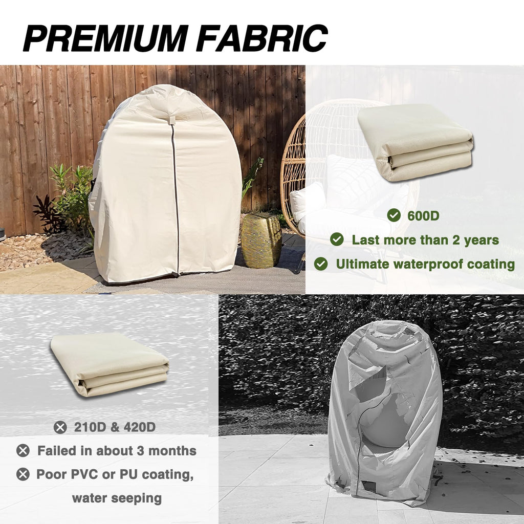 Waterproof Patio Hanging Egg Chair Cover, Beige