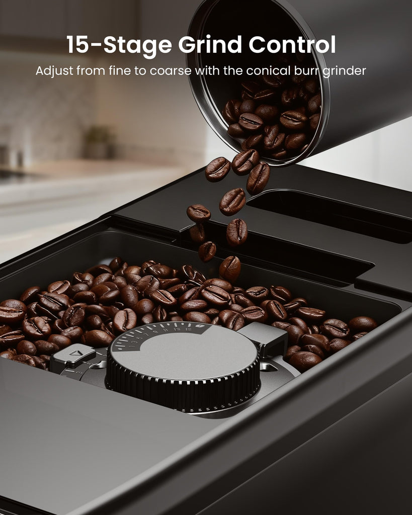 Fully Automatic Espresso Machine with Milk Frother & Grinder