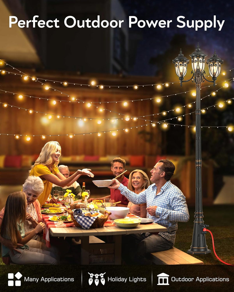Black Outdoor Pendant Light Lantern, Modern Outdoor Chandelier, Outdoor Lamp Post Light with Outlet