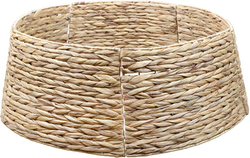 Woven Hyacinth Christmas Tree Collar (Natural, 29-Inch), Natural Fiber Rustic Farmhouse Basket Weave Large Tree Skirt