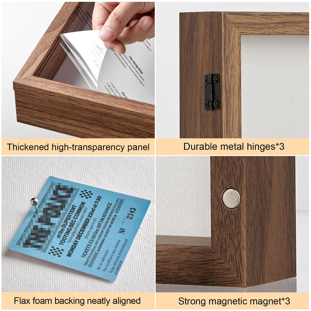 12x16 Brown Deep Shadow Box Picture Frame with Polished Plexiglass