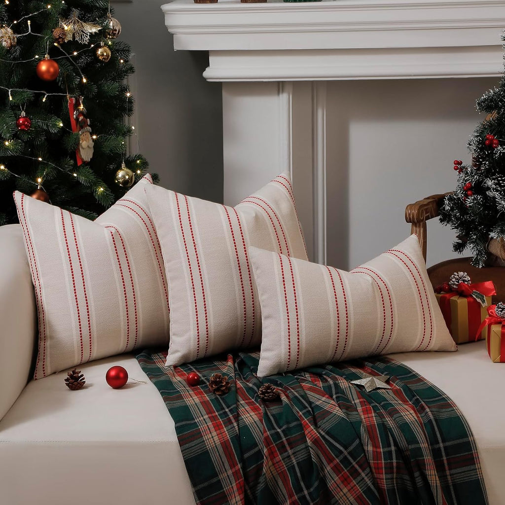 Christmas Pillow Covers 18x18 Winter Decorative Pillows Red - Set of 2