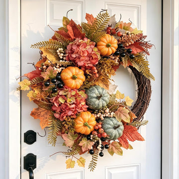 Fall Wreaths for Front Door Artificial Half-Circle Harvest Fall Door Wreath