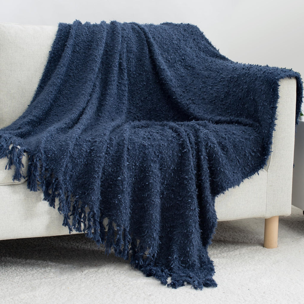Soft Knit Throw Blanket for Couch with Tassels 60"x80"