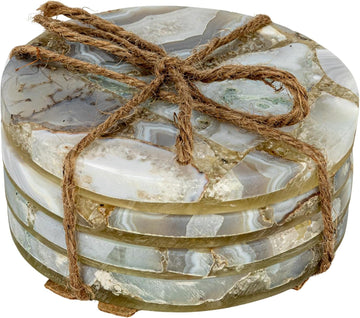 Round Agate Coasters, Multicolor - Set of 4