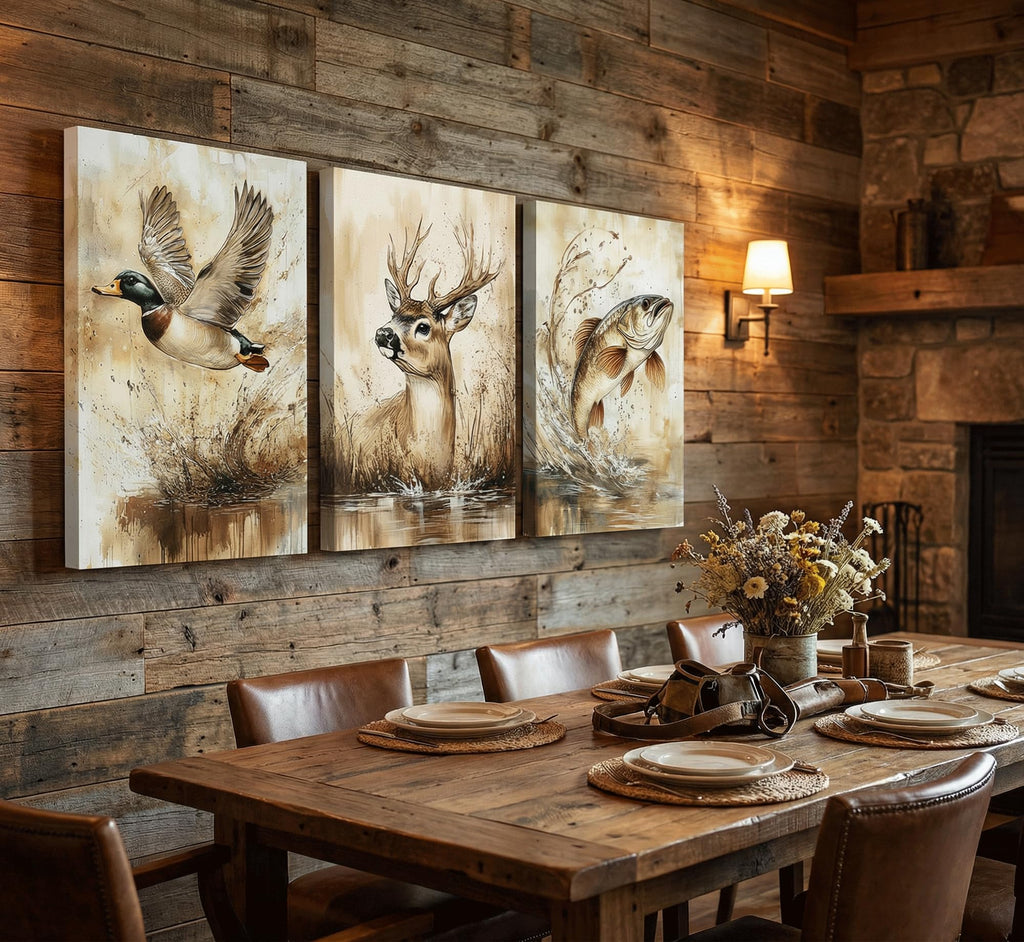 3Pcs Watercolor Outdoor Wildlife Wall Art Canvas Wrapped 12x16