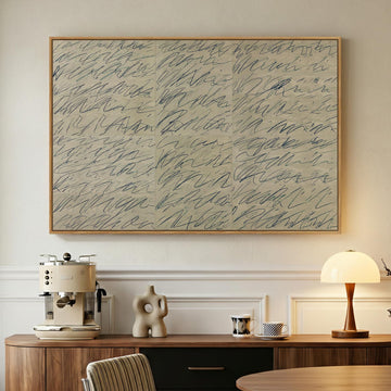 Framed Neutral Modern Beige Abstract Line Wall Art, 1 Piece 24x36 In