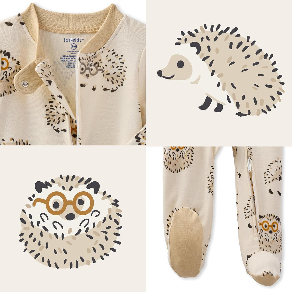 Scout Sleep & Play 100% Organic Cotton Footed Zip Front PJs