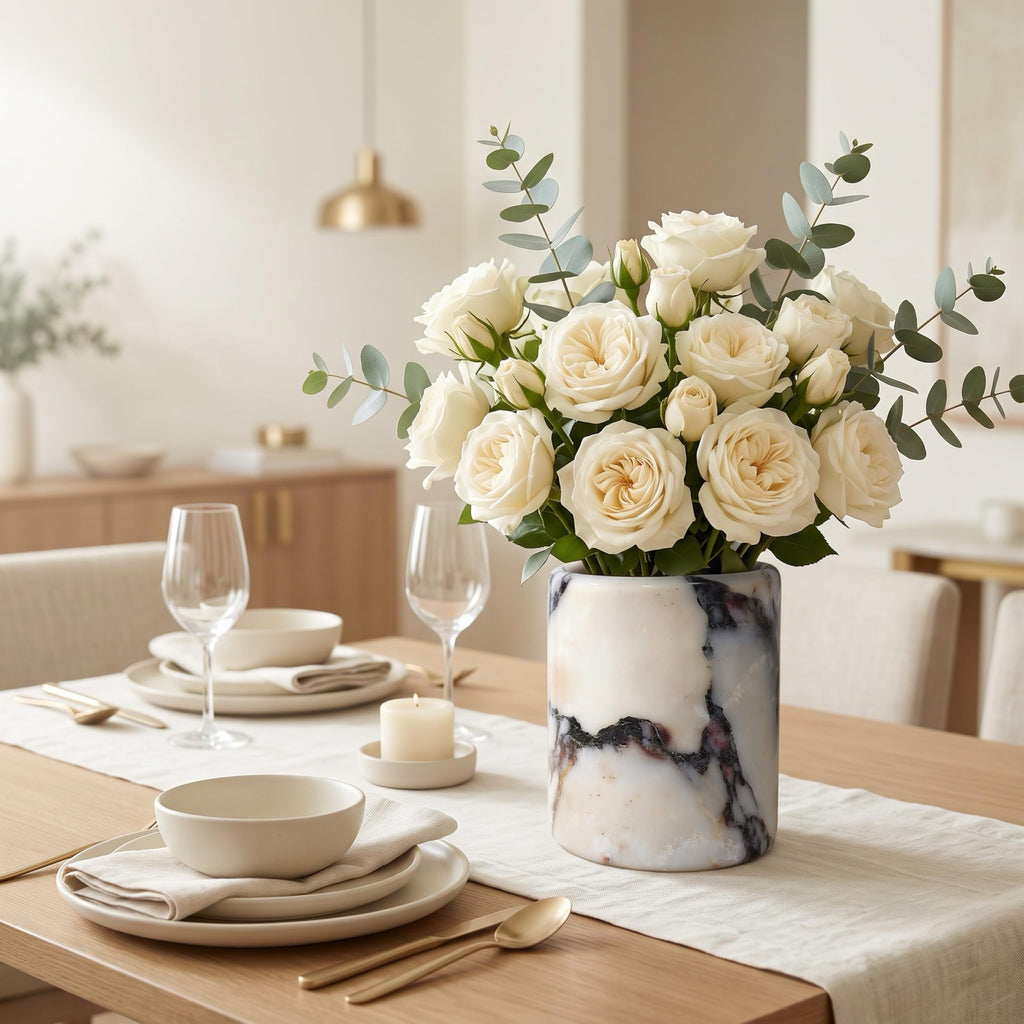 Calacatta Viola Marble Utensil Holder, Heavy Natural Stone Crock