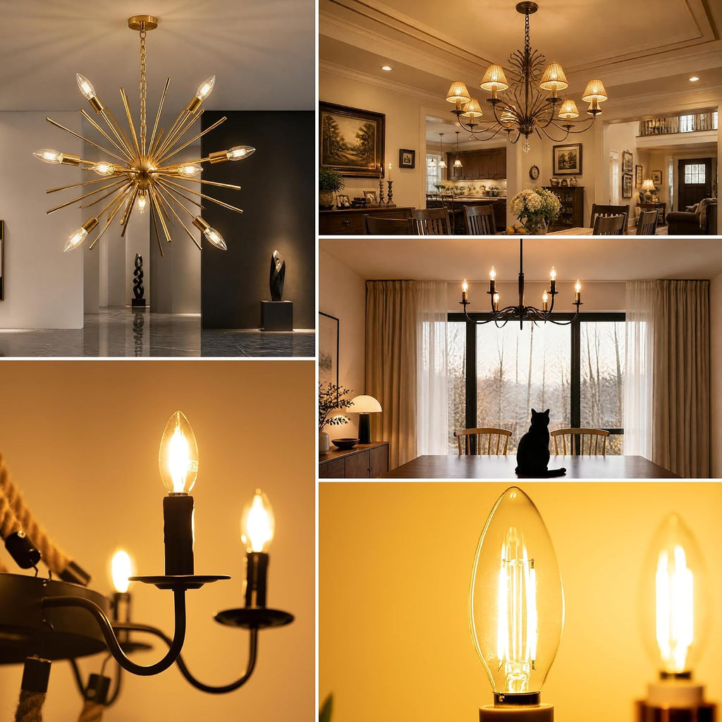 Dimmable E12 LED Candelabra Light Bulbs 2W,2700K Warm White,200 Lumens