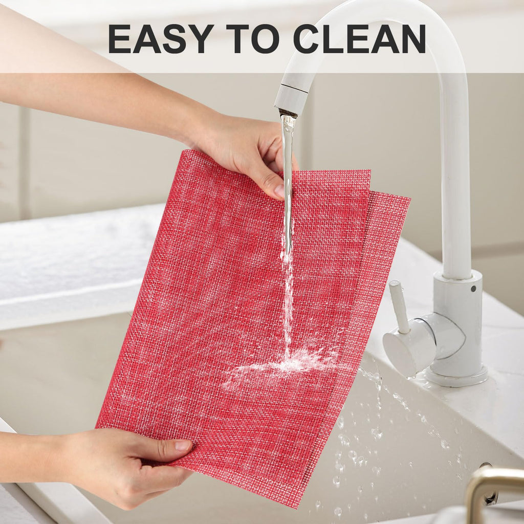 Vinyl Placemats Set of 8, PVC Woven Washable Non-Slip Table Mats, Heat Resistant Wrinkle Free Place Mats for Dining