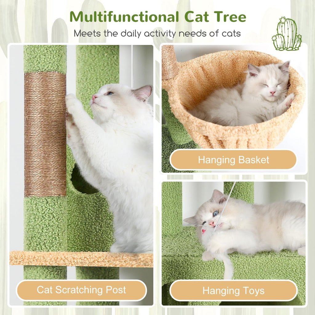 Cactus Corner Cat Tree, 66in Multi-Level Climbing Tower