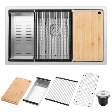 Kitchen Sink, 33 x 19 Inch Large Farmhouse Undermount Kitchen Sink, 18/10 Stainless Steel R10 Corner 10 Inch Deep