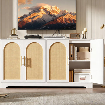 30"W Sideboard Buffet Cabinet, Entryway Cabinet, Coffee Bar Cabinet, White