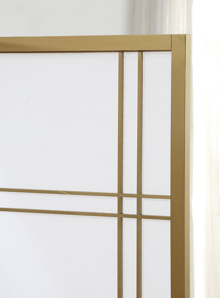 Seto 4-Panel 4 Golden Room Divider Screen, Gold