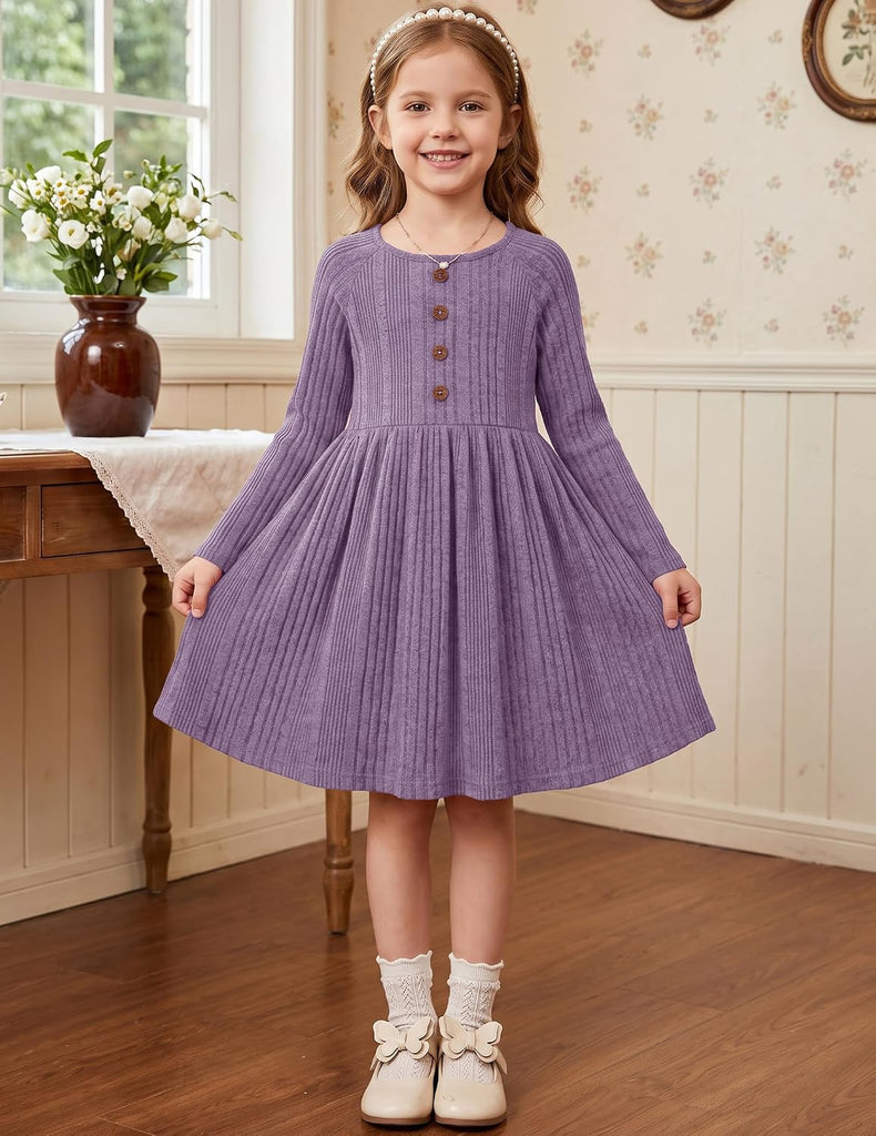 Toddler Girls Sweater Long Sleeve Knit Fall Winter Dresses