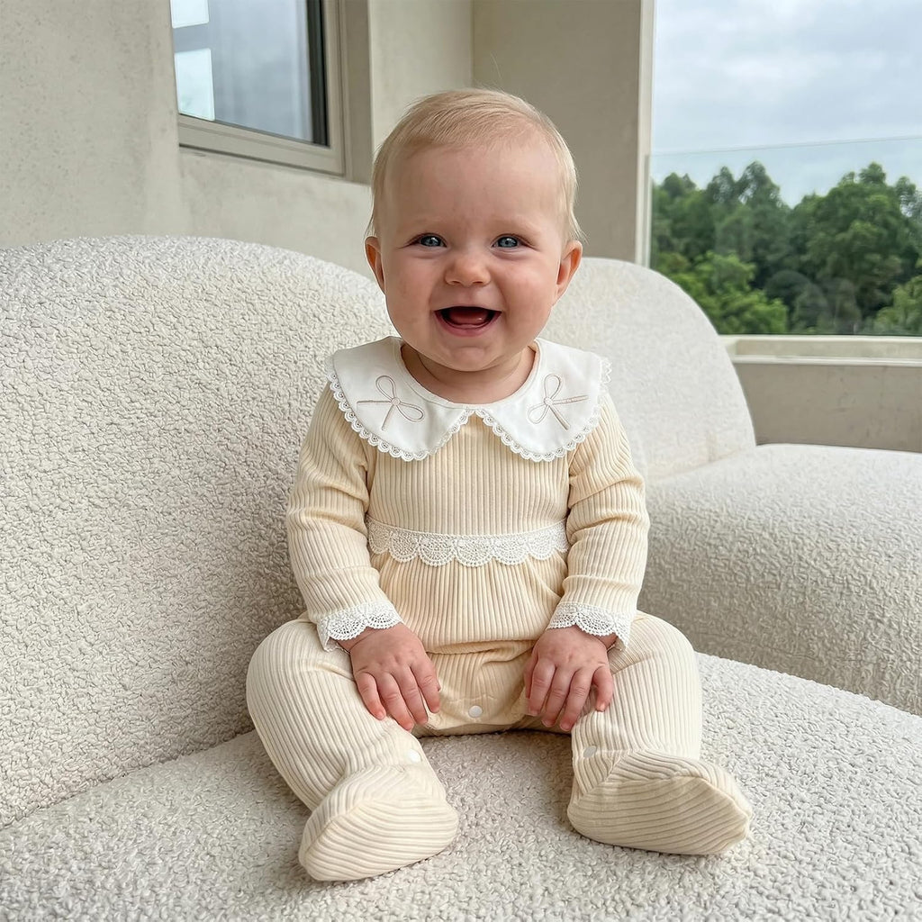 Newborn Coming Home Outfit Footed Romper Baby Girl Fall Clothes