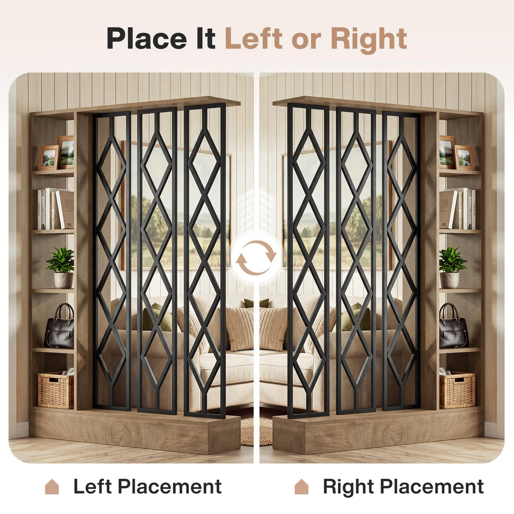 70.87" Tall Wall Room Divider with 5-Tier Storage Shelves