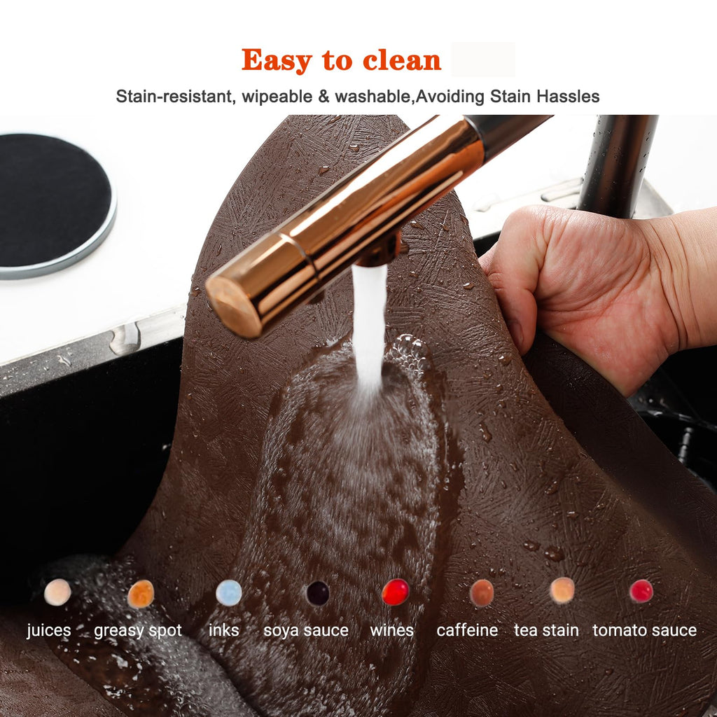 Brown Vinyl Placemats Set of 8 Waterproof Wipeable Table Mats