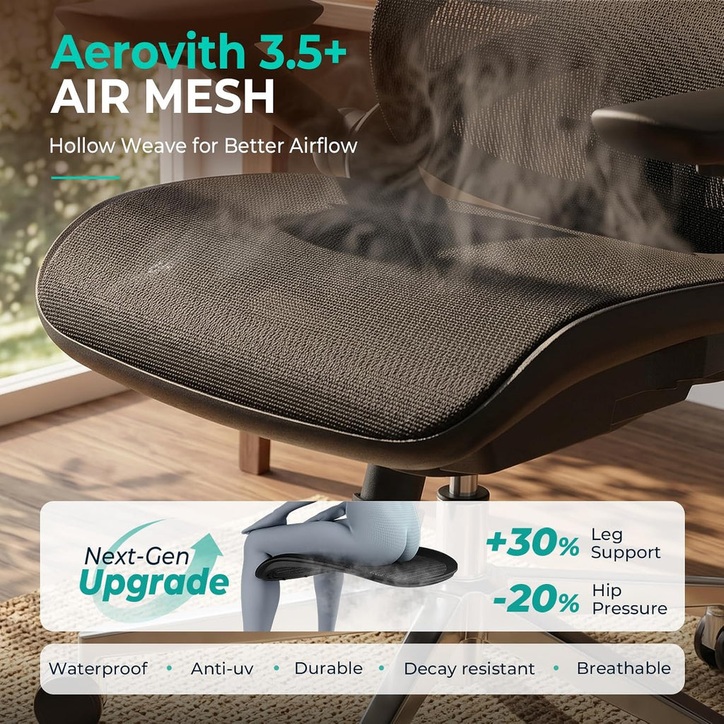 Ergonomic Office Chair 400lbs Mesh Seat, High Back Adjustable Lumbar, 90/110/125°Backrest Lock, Flip-up Armrests, 3D