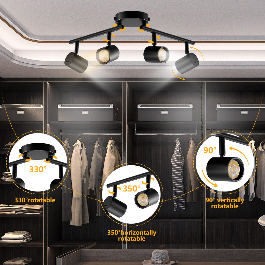 4 Light LED Track Lighting Fixtures Ceiling, Black