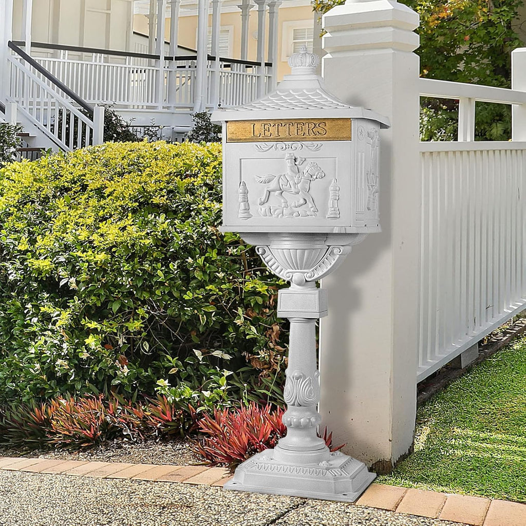 Mailbox Cast Aluminum White Mail Box Postal Box Security Heavy Duty New