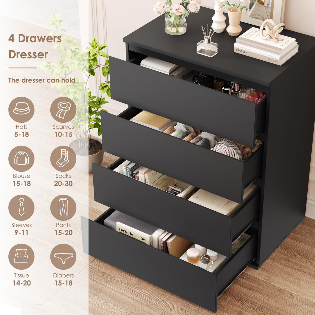 Black Dresser, Dresser, Small Dresser Chest of Drawers