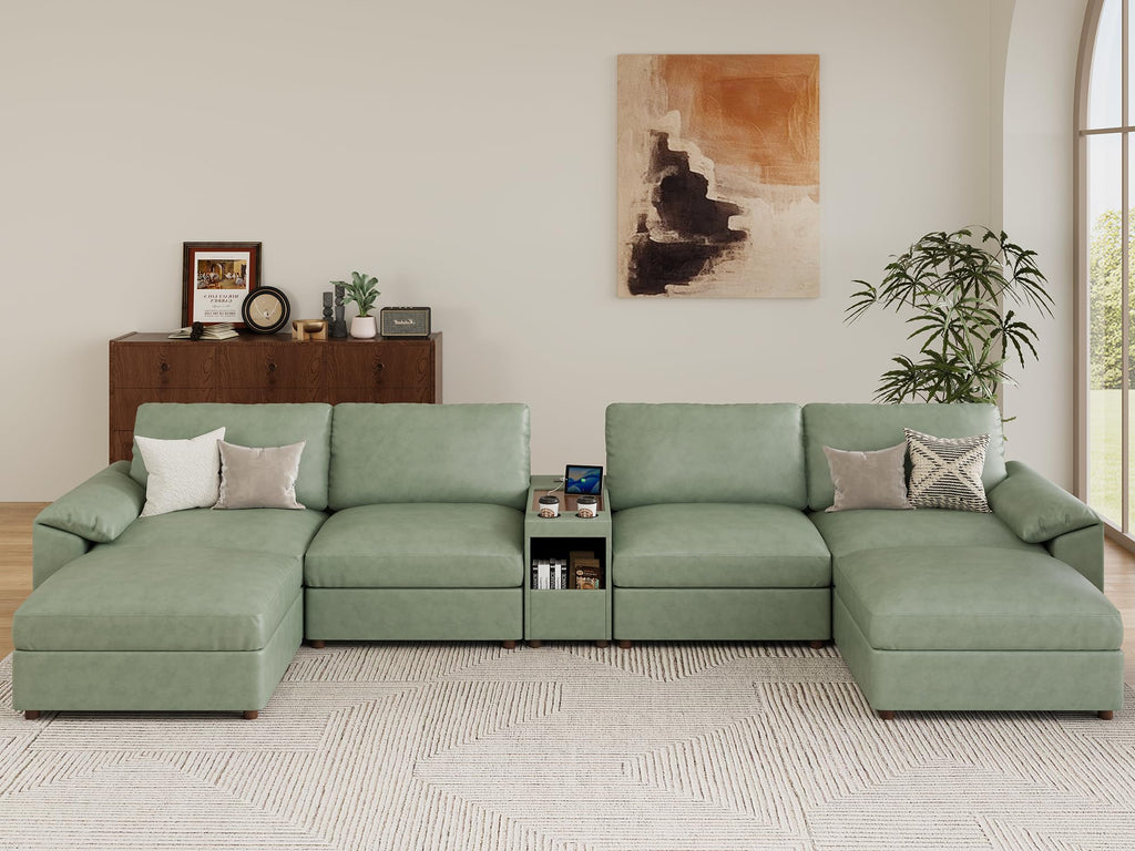 Modular Sectional Couch, U shaped Couch, Green