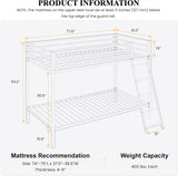 Loft Bunk Bed Twin Over Twin with Ladder and Guardrail,Heavy Duty Metal Slats Support No Box Spring Needed Small Space