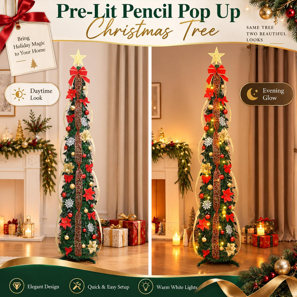6Ft Pop Up with Lights, Prelit Decorations
