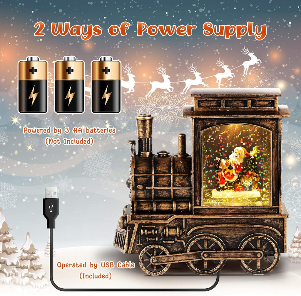 Musical Snow Globe Lantern, Christmas Decor with Projection