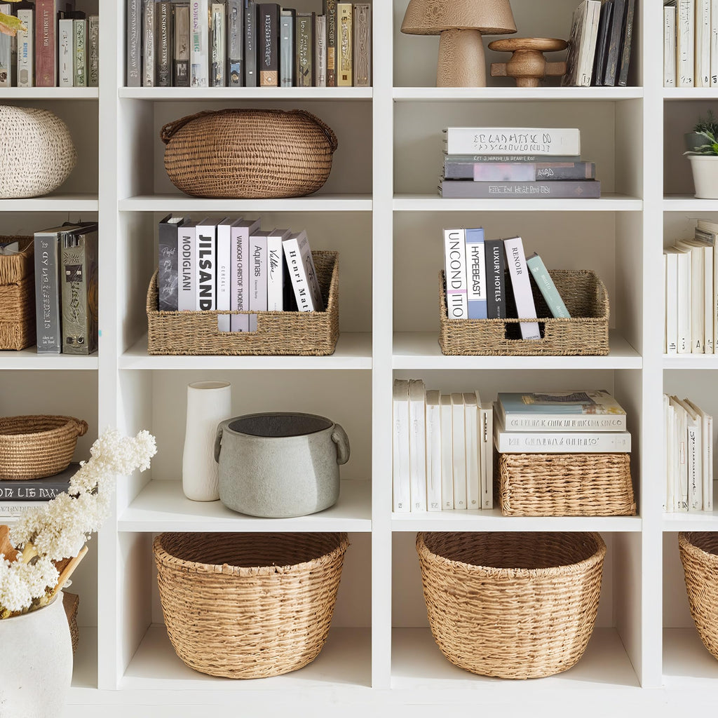 Pantry Baskets for Organizing, Seagrass Storage Baskets, 2Pack