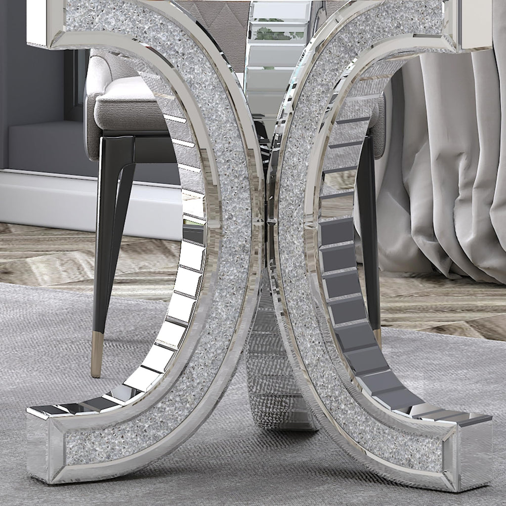 52" Round Glass Pedestal Dining Table with Tempered Glass Top