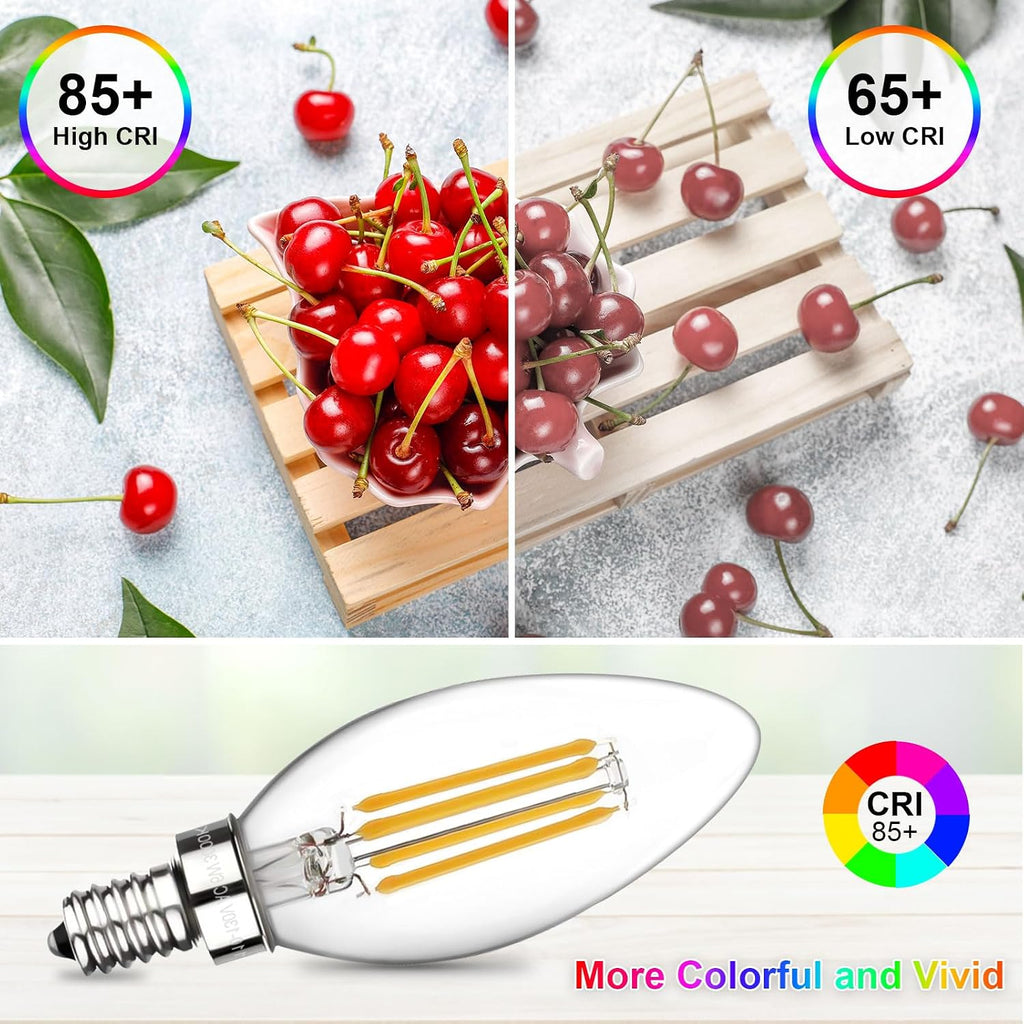 E12 Candelabra Bulbs 60 Watt, Chandelier Light Bulbs LED Candle Bulb 3000K Soft White, B11 LED Bulb Dimmable 6W 500