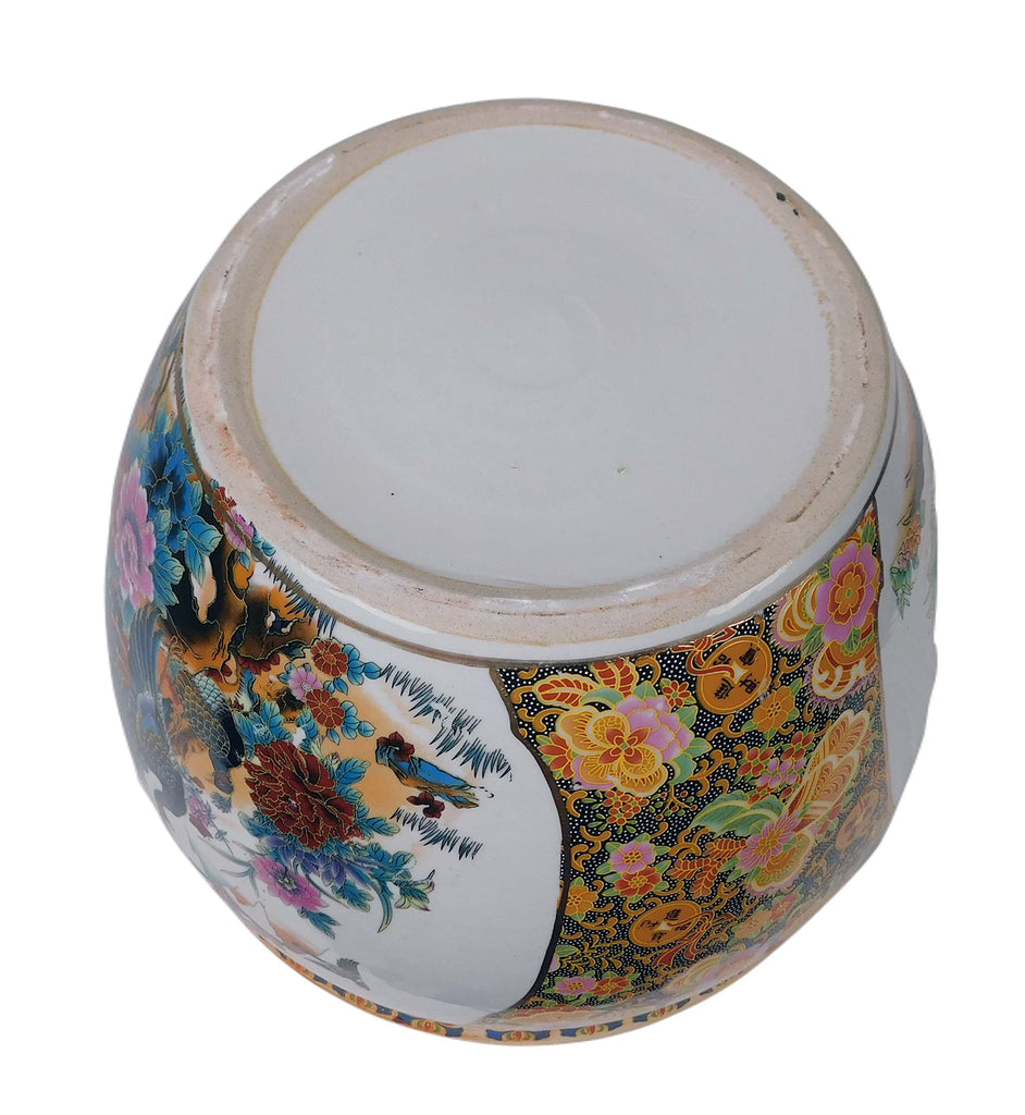 Porcelain Fish Bowl - Imported from China and is Painted in a Traditional Japanese Satsuma Style Pattern Planter