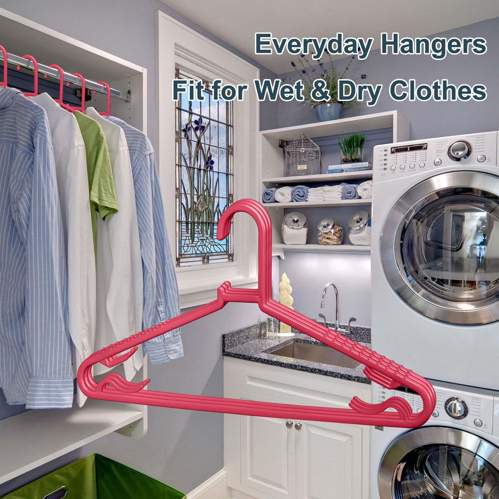 Plastic Hangers 50 Pack, Light Weight Durable Clothes Hangers with Hooks Standard Size G-Shape&Non-Slip Coat Hangers