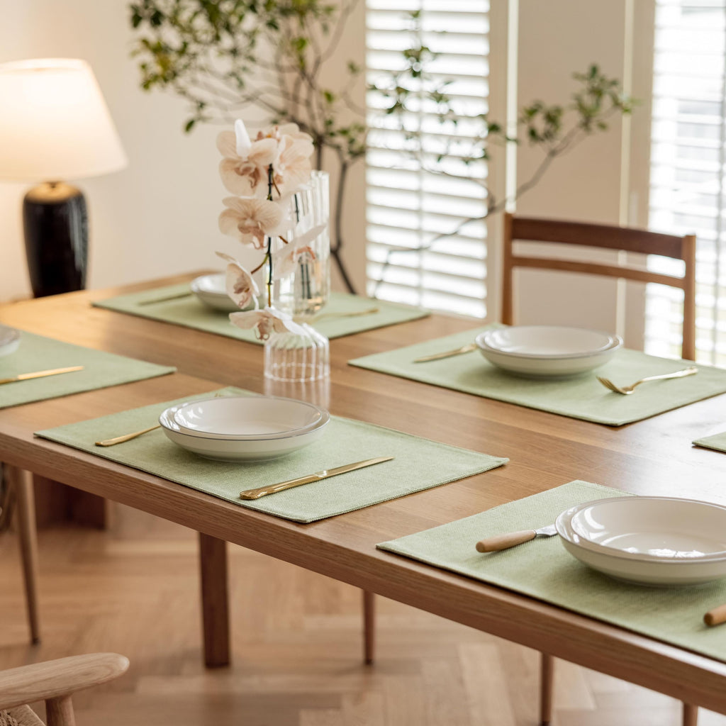 Green Placemat Set of 4 Washable Linen Textured Place Mats for Dinner Heat Resistant Sage Cloth Placemats Scratch
