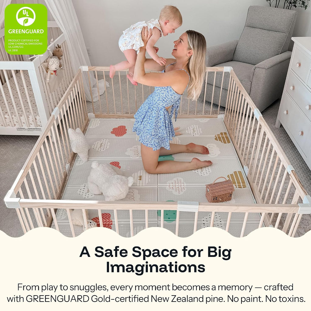 Grovi Wooden Playpen, Play Yard, Playpen for Babies and Toddlers | GREENGUARD Gold Certified, BSA Verified, New