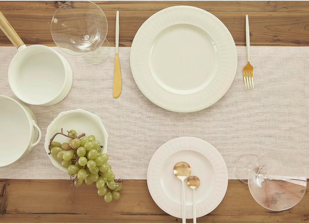 100% Pure Linen Table Runner Natural Long, Athena 14 x 108 in
