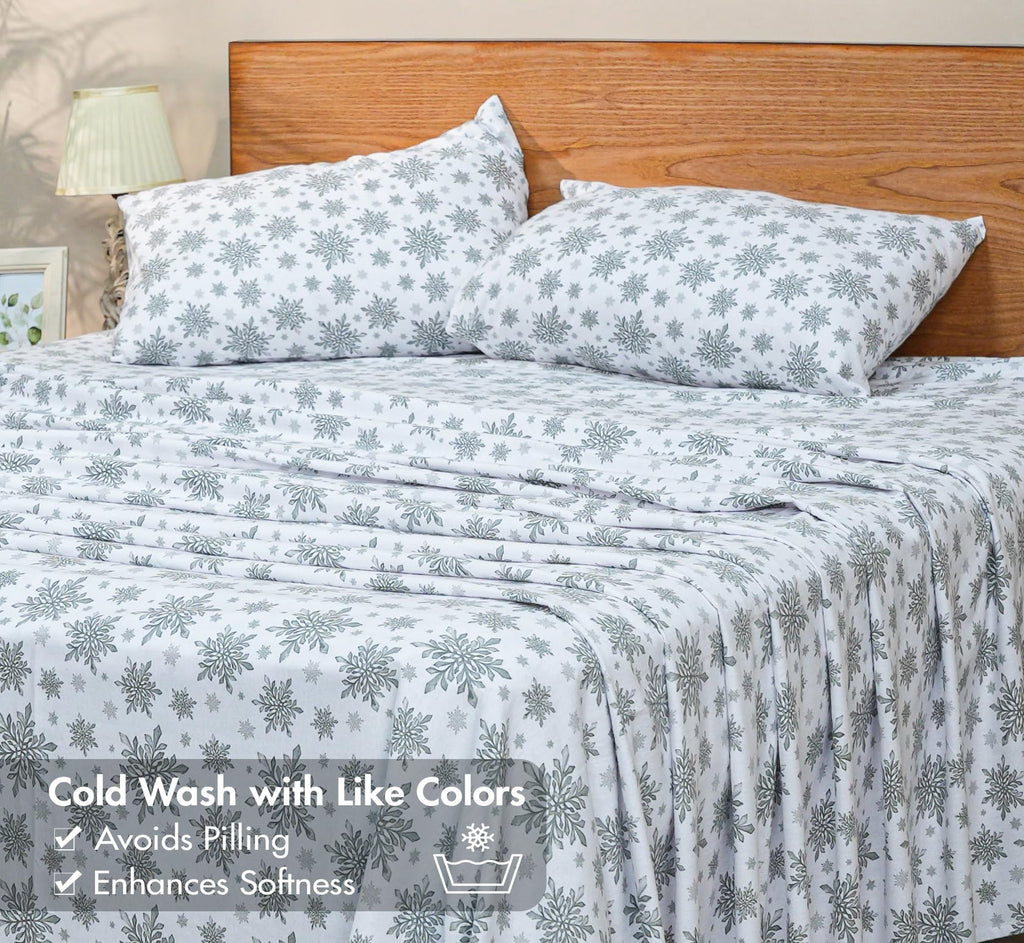 100% Organic Cotton Flannel Sheets Cal King Size Set, Crystal Noir