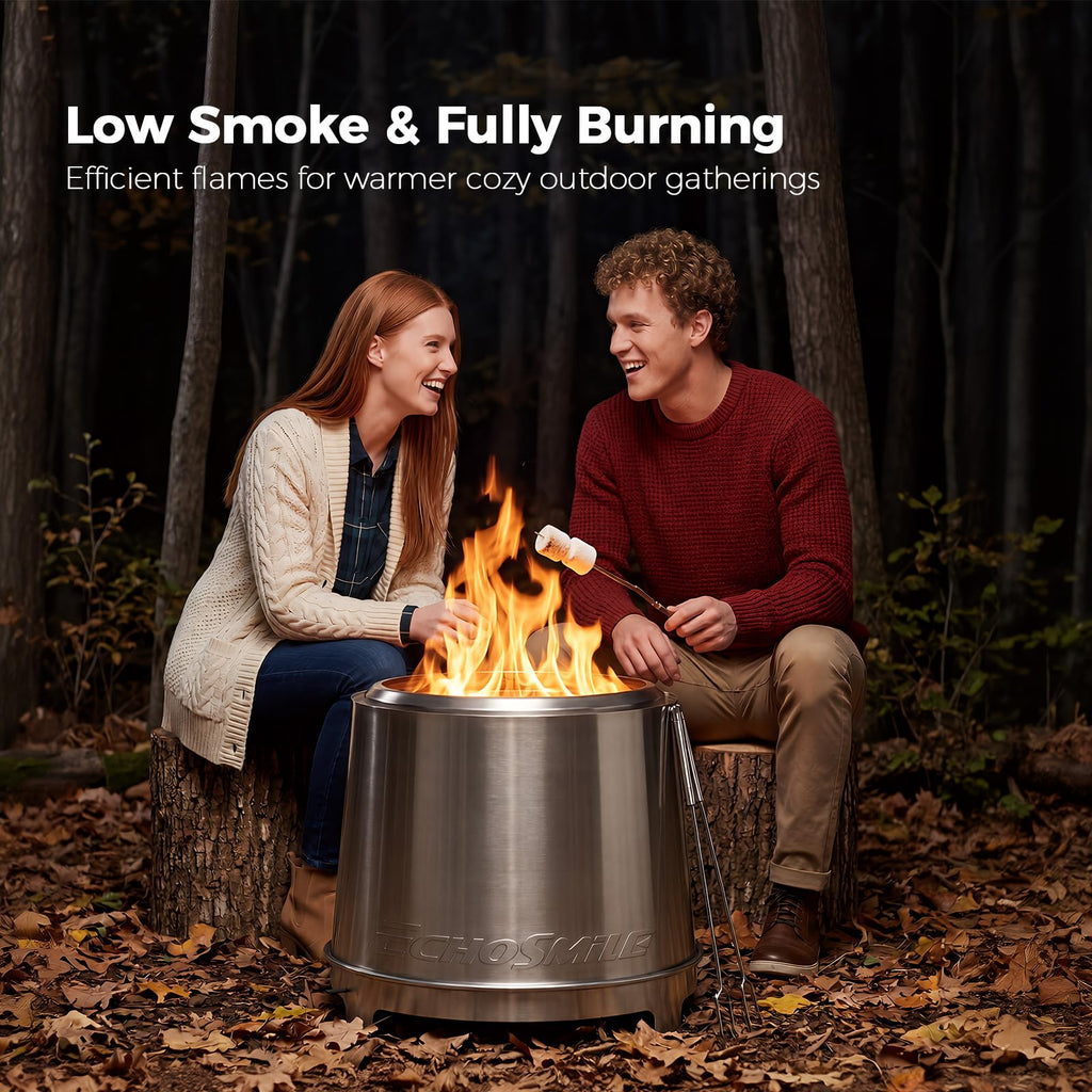 Smokeless Fire Pit 18'', Adjustable Stainless Steel Firepit
