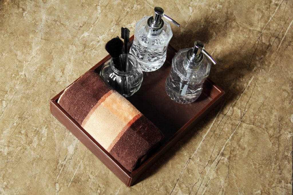 Decorative Vanity Tray, Desktop Storage Organizer, Catchall Tray, Valet Tray, Nightstand or Dresser Organizer, PU