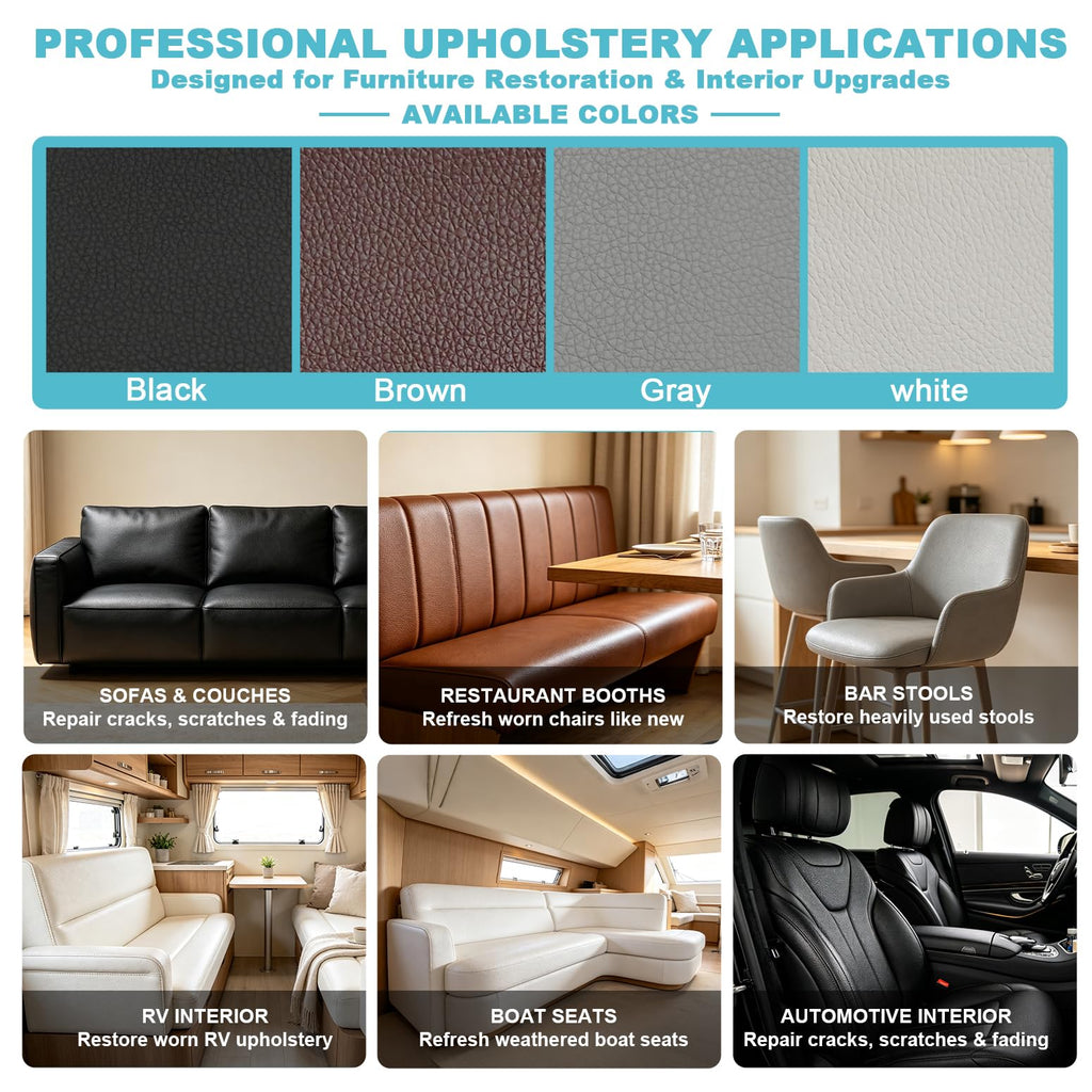 Black Faux Leather Fabric 118"×55" Lychee Grain Upholstery Vinyl