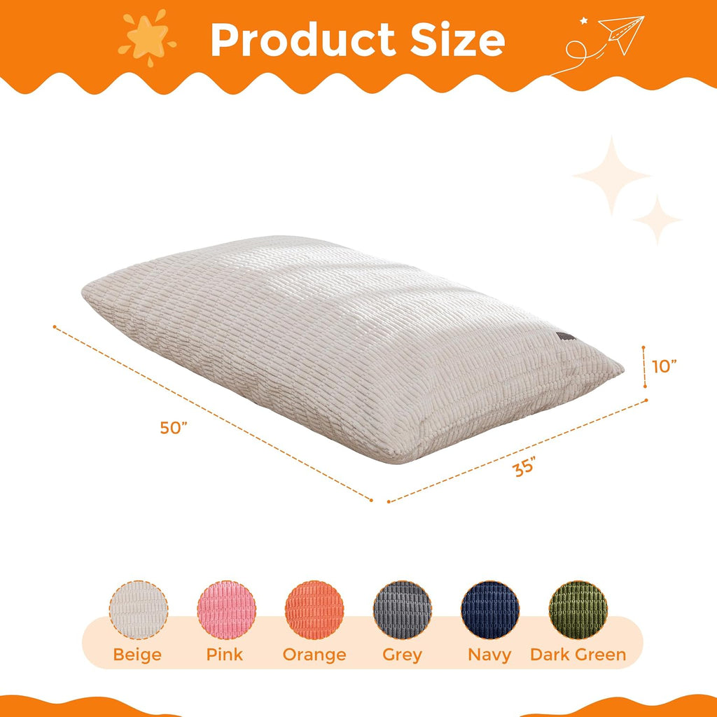 Kids Bean Bag Chair, 3 in 1 Convertible Bean Bag Sofa with Removable Cover for Children, Soft Floor Lounger