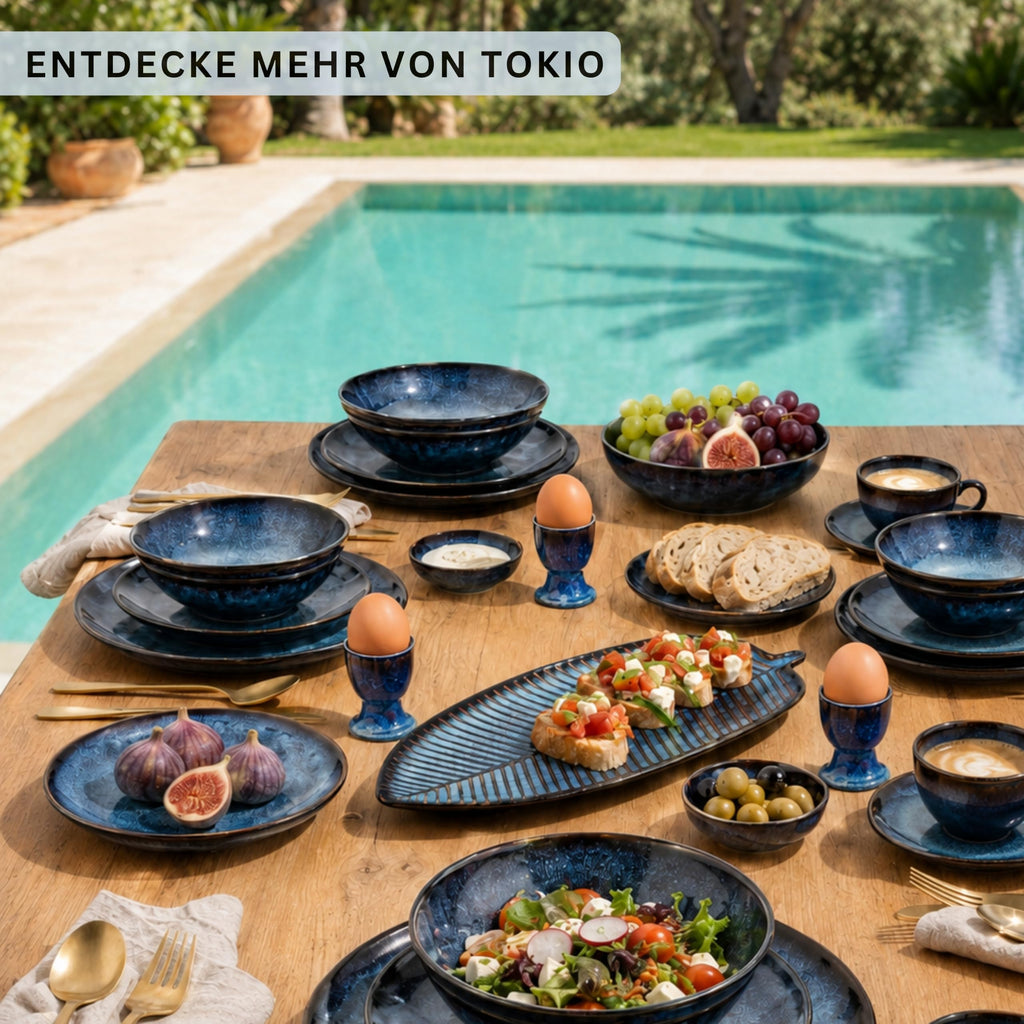 Tokyo Dinner Service, 36 Pieces, Crockery Set for 12 People, Stoneware Tableware Set, Dinnerware, Modern Handmade