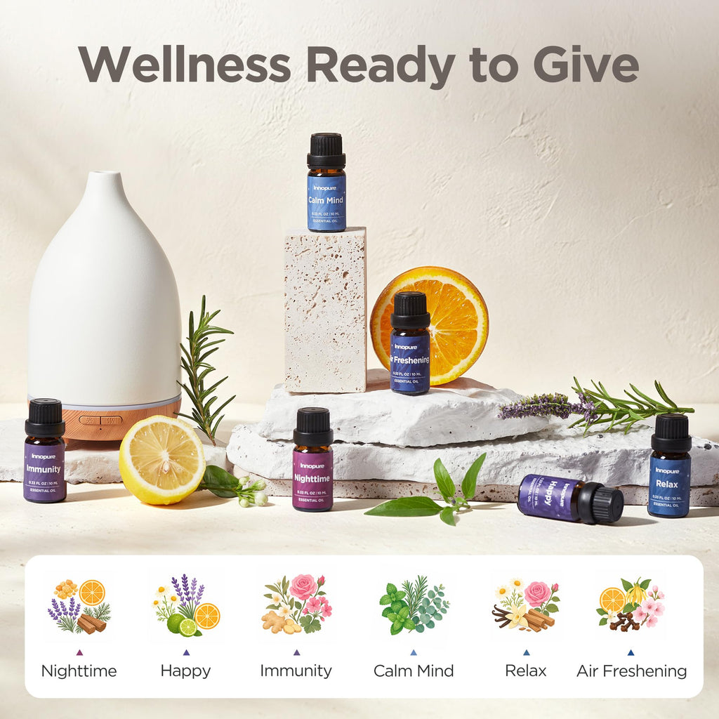 150ml Ceramic Diffuser & 6 Essential Oils Scent Gift Set