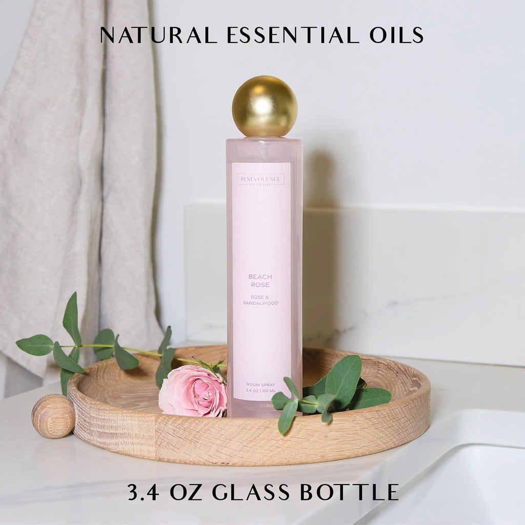 Beach Rose Gift Box | Candle, Room Spray & Reed Diffuser | Rose & Sandalwood | Elegant Home Fragrance | Ready - Set of 3